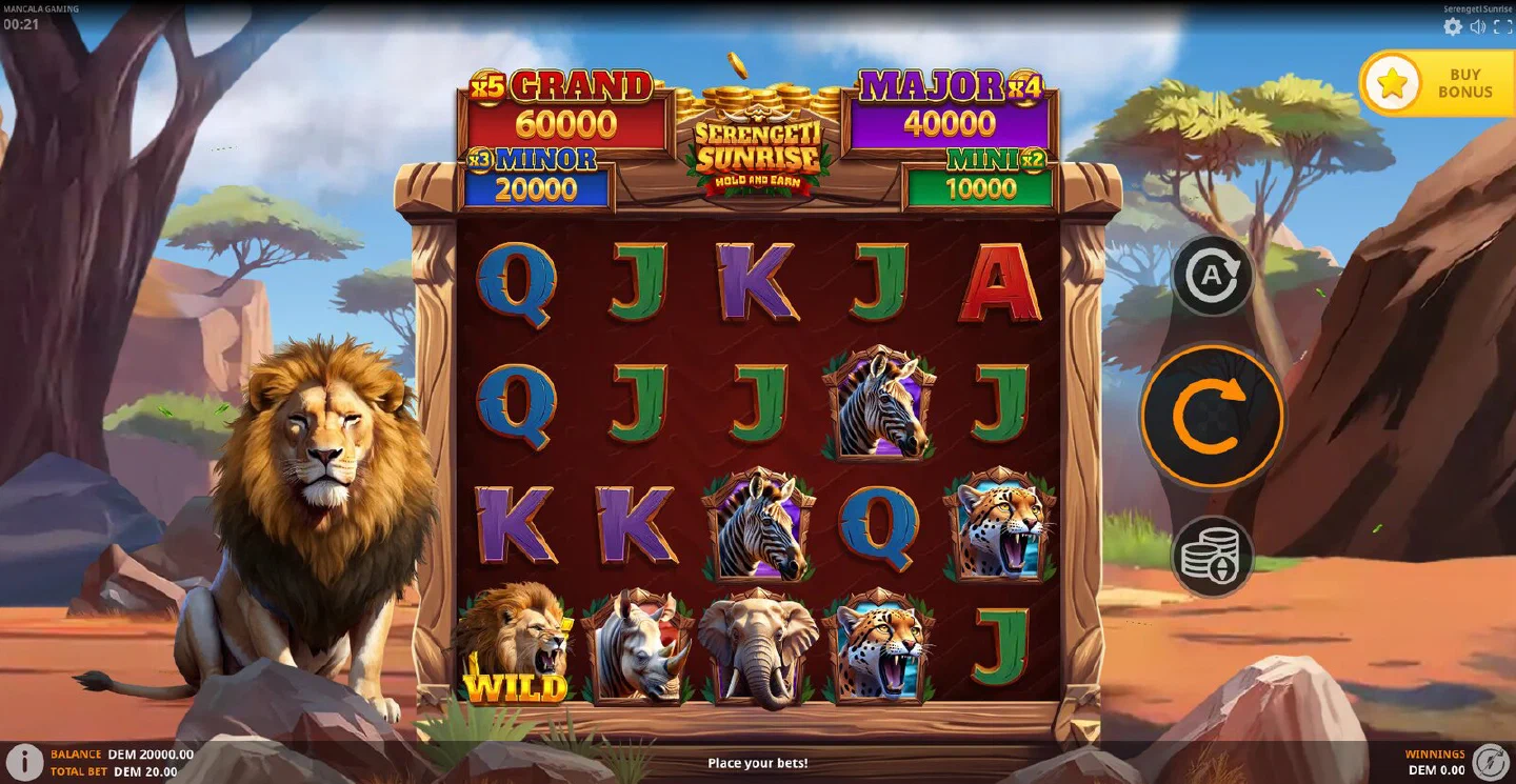 Pantalla inicial del lanzador de Serengeti Sunrise
